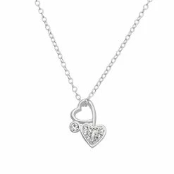 Charming Girl Sterling Silver Crystal Heart Pendant Necklace