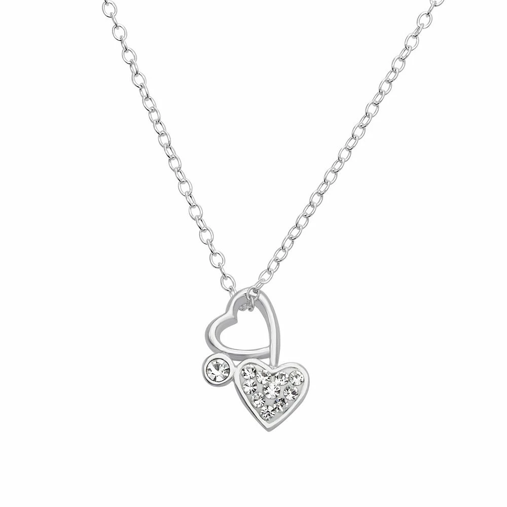 Charming Girl Sterling Silver Crystal Heart Pendant Necklace