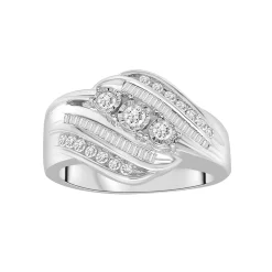 Sterling Silver 1/2 Carat T.W. Diamond 3-Stone Ring