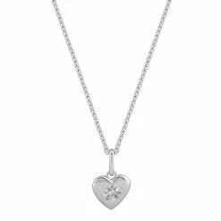 OLIVIA AND HARPER Sterling Silver Cubic Zirconia Starburst Heart Pendant Necklace
