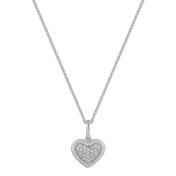 OLIVIA AND HARPER Sterling Silver Cubic Zirconia Braided Border Heart Pendant Necklace