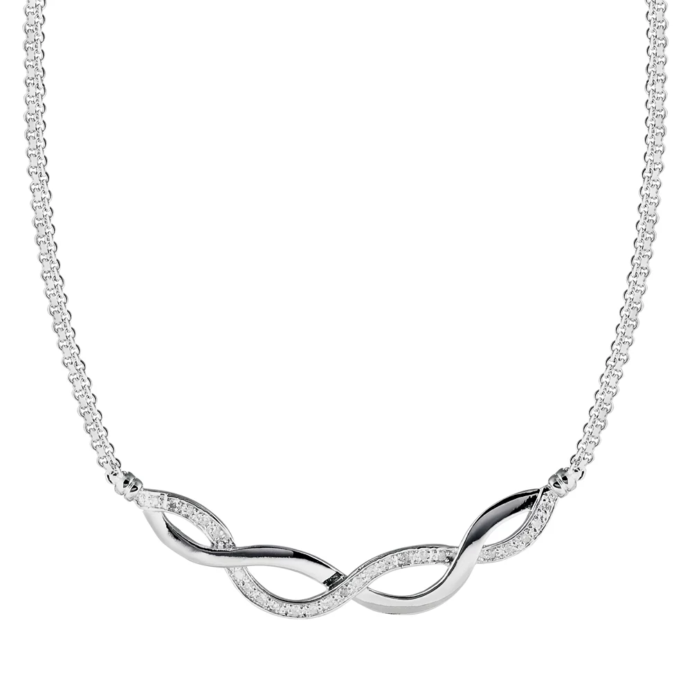 Sterling Silver 1/4-ct. T.W. Round-Cut Diamond Infinity Necklace