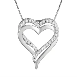 Two Hearts Forever One Sterling Silver 1/4 Carat T.W. Diamond Heart Pendant